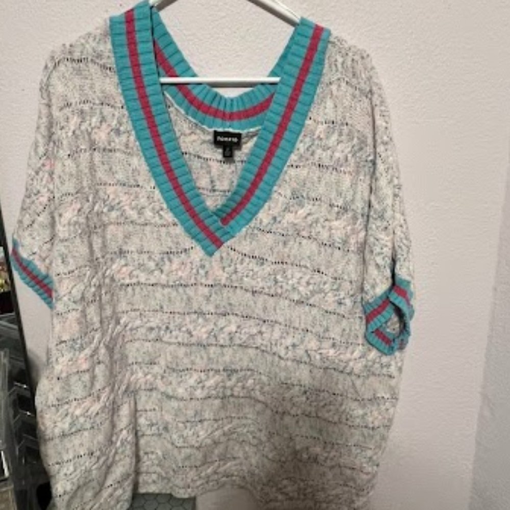 Torrid V-neck knit pastel metallic short sleeved sweater size 2x